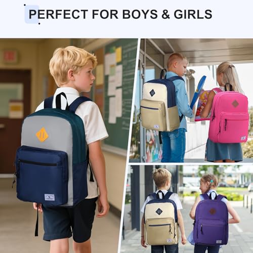 VX VONXURY Kids Backpack for School Travel,16.7 Inch Lightweight Bookbag - color: Navy Khaki