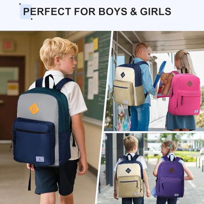 VX VONXURY Kids Backpack for School Travel,16.7 Inch Lightweight Bookbag - color: Navy Khaki