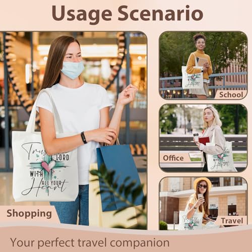 kunlisa Christian Tote Bag for Women, Christian Gifts for Women Faith Canvas Tote Bag - color: Trust in the Lord