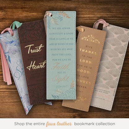 Christian Art Gifts Faux Leather Floral Bookmark for Women: Walk by Faith