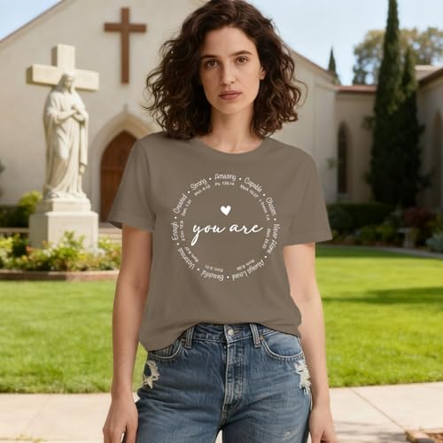 Christian Shirts for Women Jesus Faith Shirt You are Inspiration Tee - color: Brown, size: Small