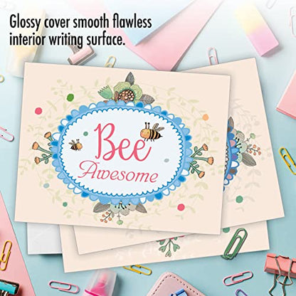 The Best Card Company - 10 Assorted Blank All Occasions Notecards Variety Box Set 4 x 5.12 Inch w/Envelopes Inspiring Words, Stationary for Men, Women (10 Designs, 1 Each) - Let It Bee M6548OCB - style: Let It Bee