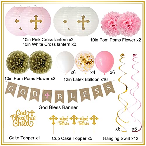 Baptism Decorations for Girls First Communion Decorations - color: Pink