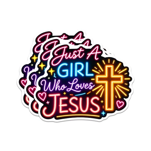 Just A Girl Who Loves Jesus Sticker 3Pcs Decals Vinyl Waterproof Jesus Decor & Party Favors for Laptop, Water Bottle, Skateboard | Non-Repeating Decals, High-Definition Print - color: A Girl Loves Jesus