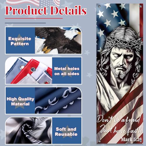 4Pcs Independence Day Church Banners for Sanctuary Wall 250 Anniversary USA 4th of July Religious Hanging Backdrop Church Banner with Scripture Worship Bible Verses for Patriotic Holiday Decor - style: Independence Day