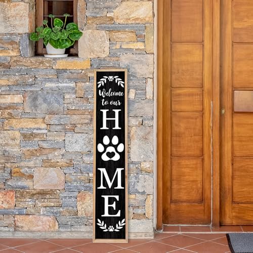 TQianJiang Welcome Outdoor Sign, 45"×9", Wood Black - color: Farmhouse Welcome Outdoor (Wood Black)