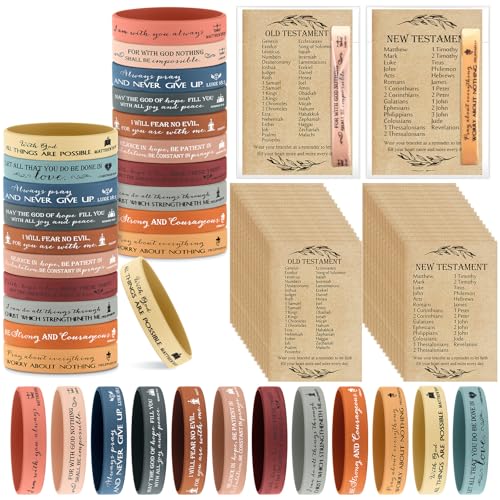 HyDren 36 Sets Bible Verse Bracelets, Religious Gifts Bulk - color: Morandi Color