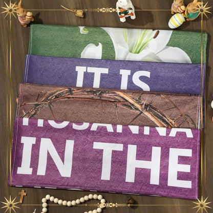 4Pcs Easter Church Banners for Sanctuary Wall Religious Banners Hanging Backdrop Praise Hanging Sign with Scripture Bible Verses Banner Easter Banner for Church School Decor(Simple Design) - style: Simple Design
