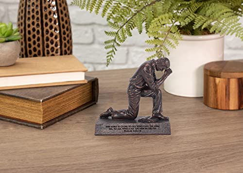 Lighthouse Christian Products Praying Man Seeking God Bronzelike Finish 4.5 x 2.75 Cast Stone Mounted Sculpture - style: Man