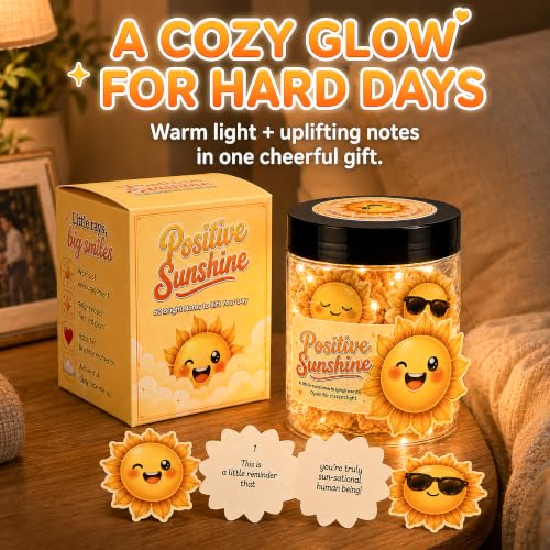 Positive Sunshine Jar, 30 Positive Notes for Women, Emotional Support Cards - color: Positive Sunshine Jar