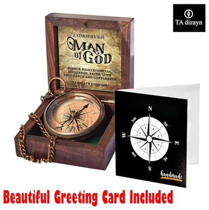 For I Know The Plans I Have For You, Jeremiah 29:11, Solid Brass Directional Engraved Compass, Baptism Gifts for Boys Girls, First Communion, Christian Gifts for Men, First Confirmation Gifts for Boys - style: # Man of God 1 Timothy 6:11