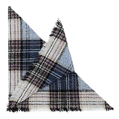 American Trends Scarfs for Women Winter Triangle Scarf Classic Plaid Warm Scarf Soft Scarves Knitted Wrap Shawl - color: Triangle Pink & Blue & White