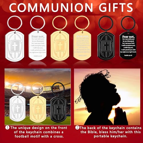 Football/Baseball/Soccer/Basketball Keychain for Men Sport Gifts for Men - color: Black, style: Football-isaiah 41:10