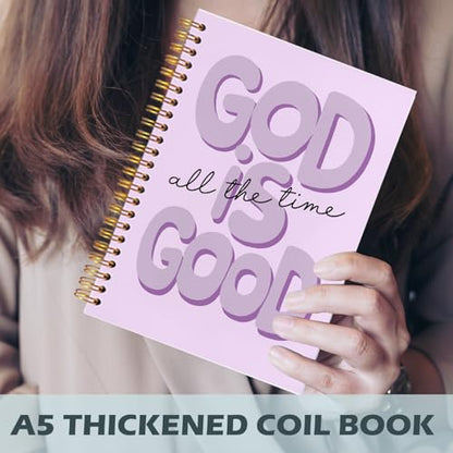 Yhtrg Purple Preppy God Is Good Notebooks, Brown Christian Spiral Notebook Gift for Women, Bible Journaling Notebooks for Office School Supplies, 5.5x8.3 Inch - color: god13