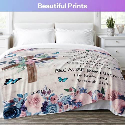Christian Blanket Gifts for Women, Spiritual Gifts for Women, Prayer Blanket, Bible Gifts for Woman, Baptism Gifts, Catholic Present on Birthday Gifts for Christmas Thanksgiving 50X60in - color: Bible02, size: 50x60 in
