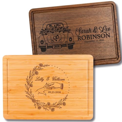 Custom Wood Engraved Outline Photo Cutting Board, Personalized Couple Picture Gift for Her Him, Anniversary Wedding Gifts 2026 2027, Engagement, Valentines, Mr and Mrs, Bridal, Bride Groom, Christmas