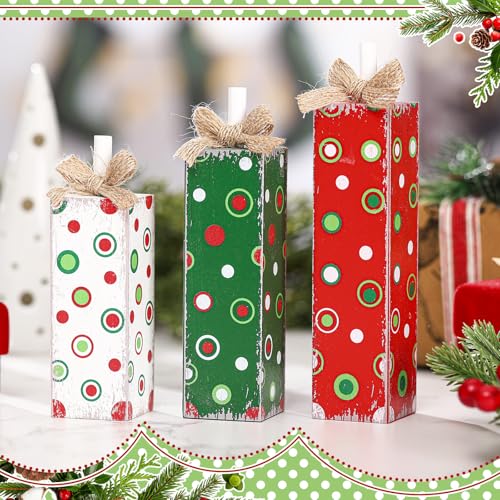 Cinnvoice 3 Pcs Christmas Table Decorations for Home, Polka Dot - style: Red Green Style