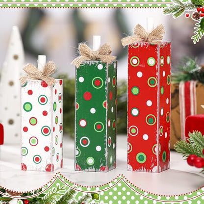 Cinnvoice 3 Pcs Christmas Table Decorations for Home, Polka Dot - style: Red Green Style