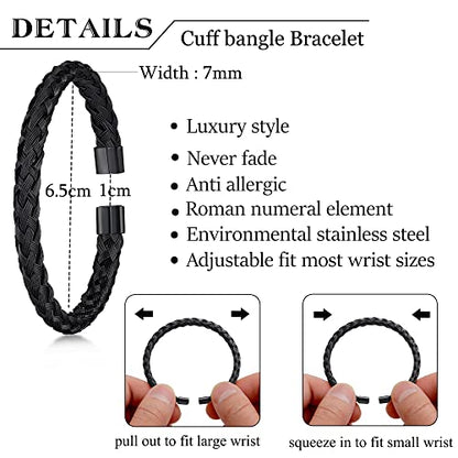 WFYOU Stainless Steel Bracelets for Men Gold Cuff Bracelet Birthday Gifts - color: Black 1