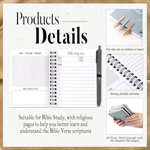 Kosiz 12 Sets Christian Notebook, Bible Study Prayer Pen, Neutral Morandi - color: Neutral Morandi