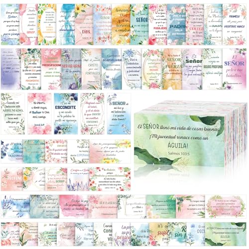 240 Pcs Spanish Bible Verse Cards Greeting Christian,Flower - style: Flower