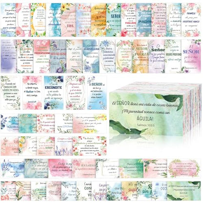 240 Pcs Spanish Bible Verse Cards Greeting Christian,Flower - style: Flower