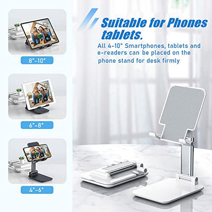 Phone Stand for Desk, Cell Phone Holder Cute Smart Cellphone Stand Foldable Stands Compatible with Under 8" Devices, Office Accessories, Sakura Pink - color: D-Pink