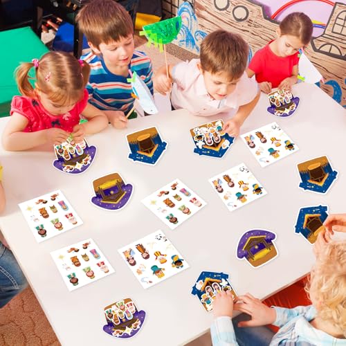 PAIVSUN 24Pcs Nativity Craft Sticker, Make a Nativity Scene Stickers DIY Hanukkah Christmas Crafts Kits for Xmas Tree Ornament Classroom Religious Christian Party Game Supplies, 2 Designs - style: Nativity 2 Styles