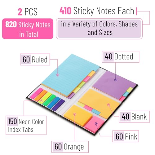 Mr. Pen- Sticky Notes Set, 2 Sets, 2460 Pack, Ruled - color: Vibrant, size: 2 Sets (Pack of 3)
