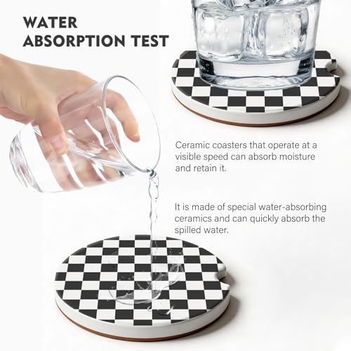 2 Pack Car Coasters for Cup Holders, Cute Car Accessories Interior - color: Grid-black