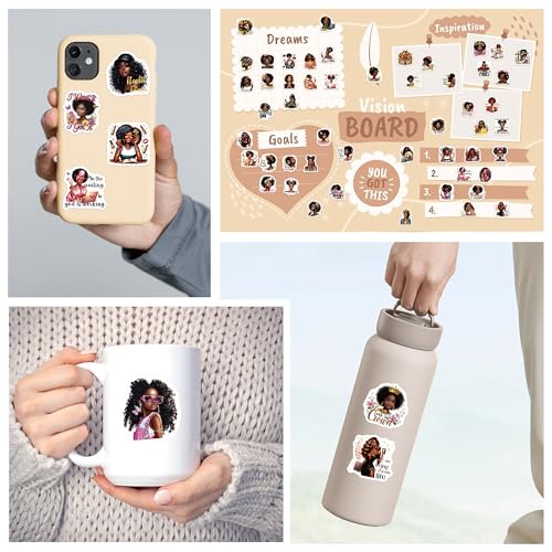 100 Pcs Black Girl Aesthetic Stickers, Vinyl - color: Black Girl Empowerment