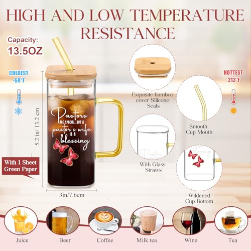 Watersay 6 Pcs Pastor Wife Appreciation Gifts Glass Cup Set, Red - color: Red