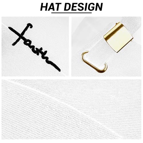 3D Embroidered Christian Hat for Men & Women, Jesus Faith Cross Hat, Religious Gifts for Christians Clothes - color: Faith Design-white