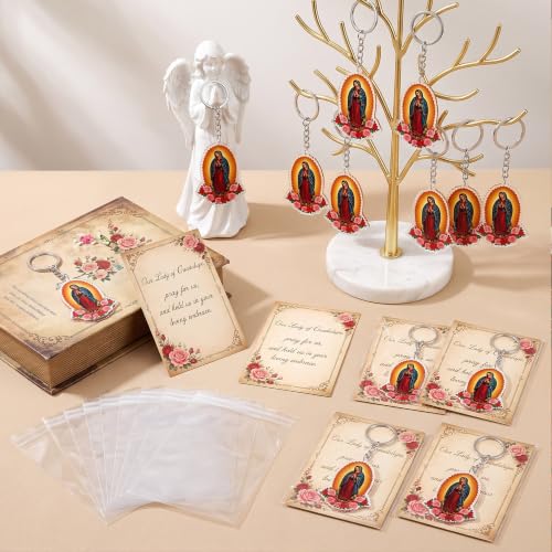 55 Set Our Lady of Guadalupe Recuerdos de Bautizo Keychains Favors