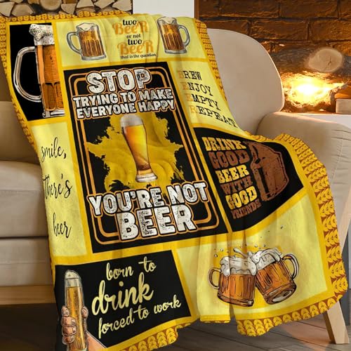 jamie world Beer Lover Blanket Funny Drink Throw Fleece Gifts 50"X40" - color: Beer Yellow, size: 50"x40"