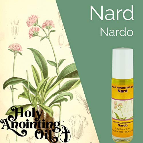 Nard Anointing Oil from Israel Boxed Gift Set with Dispenser, Holy Jerusalem Oil & Gold Metal Keychain Bottle Container, Plastic Dropper & Small Glass Vial, Aceite Ungido y Botella - color: Gold, style: Nard