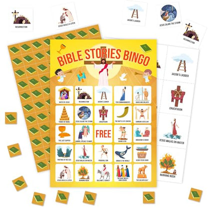 Bible Bingo Games, Bible Trivia Cards, Bible Activities, Jesus Religious Game Card, Family Open Day Supplies, Christian Games for Adults, Christmas Party Activities, 24 Bingo Sets, A010 - color: Bible Bingo Card