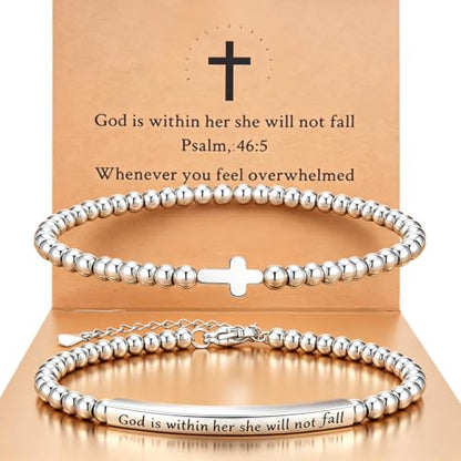 Silver Religious Bracelets for Women Christian Bible Verse Bracelet
