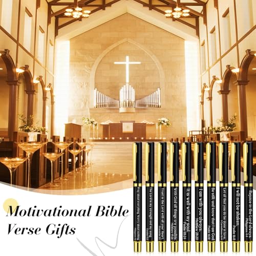 15 Sets Social Worker Gifts Bible Verse Pen with Leather Holder, Black - color: Black