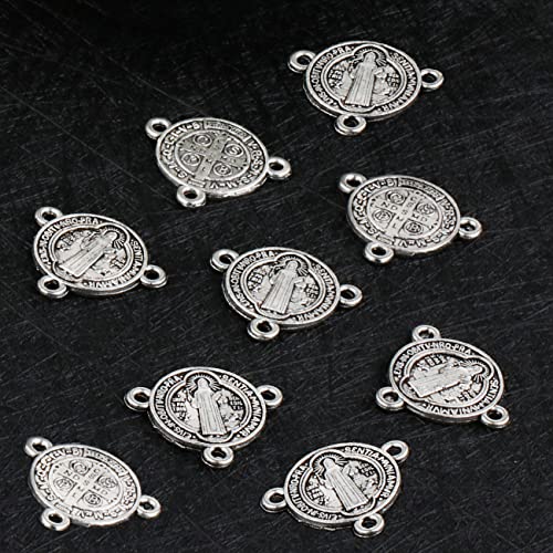 COTTVOTT St Benedict,Our Lady of Guadalupe Medal for DIY Jewelry Making,Virgin Mary Christ Jesus Rosary Center Connection Part - color: 30pcs-Round St. Benedict Medal