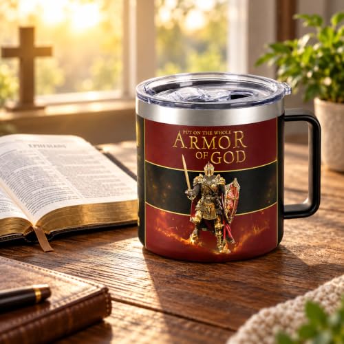The Armor of God Christian Tumbler for Men, 14Oz Religious Cup – Pastor Appreciation, Gospel of Peace Gift, Christmas & Birthday Gift for Men Women - color: Armor God