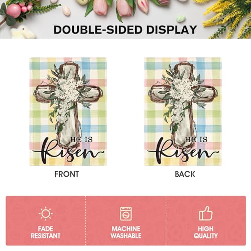 AVOIN colorlife He Is Risen Easter Garden Flag Outside 12x18 Inch - size: Garden Size-12 x 18"