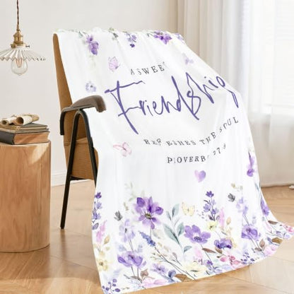 Friendship Gifts Blanket Throw 60X50 Friend Birthday Gift for Women - color: Purple-friendship, size: 50*60