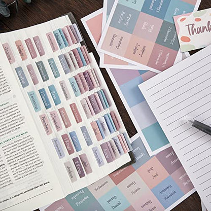 Pastel Bible Tabs, Laminated Bible Tabs for Women, Bible Journaling Supplies, Bible Book Tabs, Christian Gift, 90 Bible Tabs Old and New Testament, Includes 24 Blank Tabs - color: Pastel