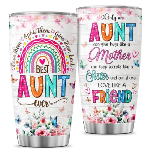 Auntie, Aunt Gifts, Tumbler 20 Oz With Lid And Straw, Best Aunt Like Mother - color: Aunt