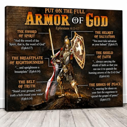 Armor of God Wall Art - Christian Wall Art with Ephesians 6:10-18 Scripture - 1.5cm Thick Gallery Wrapped Canvas - Ready to Hang - Religious Faith Gift for Home, Office, Church - 15.7x11.8 - color: Armor of God