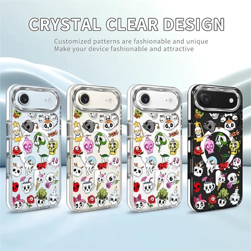 for iPhone 17 Air Case [Compatible with Magsafe],Girls Women Clear Magnetic Case Silicone Shockproof Protective Cover with Pattern Aesthetics Skull Skeleton - color: Aesthetics Skull Skeleton, size: iPhone 17 Air