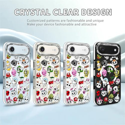 for iPhone 17 Air Case [Compatible with Magsafe],Girls Women Clear Magnetic Case Silicone Shockproof Protective Cover with Pattern Aesthetics Skull Skeleton - color: Aesthetics Skull Skeleton, size: iPhone 17 Air