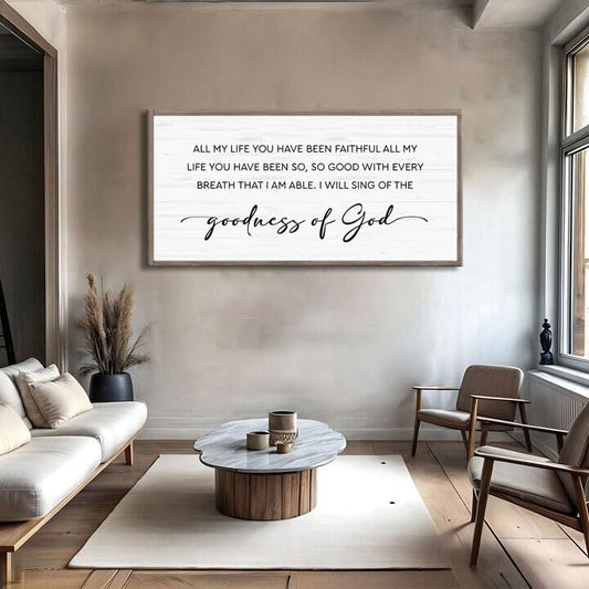 TAILORED CANVASES Goodness of God Faith Wall Art, Inspirational Scripture Canvas Print with Christian Quotes, Large Wall Art for Living Room, Bedroom, or Church Decor 60x30 - size: 60"L x 30"W