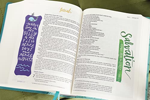 NIV, Beautiful Word Bible, Updated Edition, Peel/Stick Bible Tabs, Leathersoft, Teal, Red Letter, Comfort Print: 600+ Full-Color Illustrated Verses